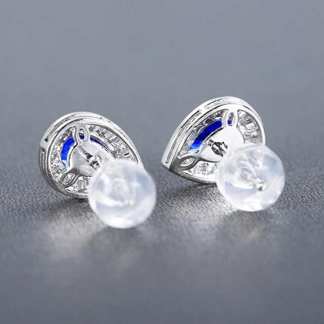 14k Gold 1.64 Ctw Natural Sapphire & Diamond Earrings - 3