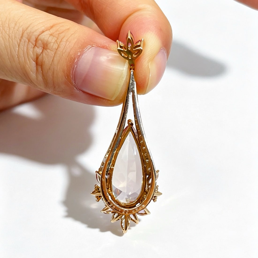 14k Gold 8.95 Ctw Natural Morganite & Sapphire Pendant( Without Chain ) - 5