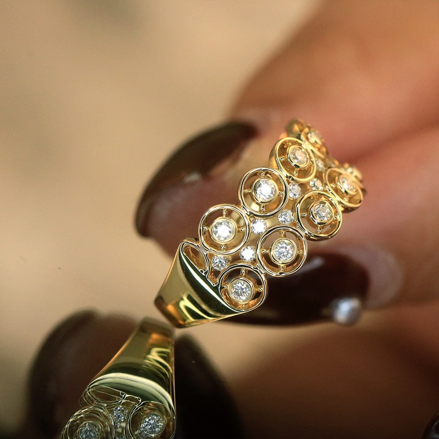 14k Gold 0.32 Ct Natural H Diamond Ring - 3