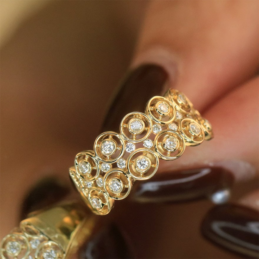 14k Gold 0.32 Ct Natural H Diamond Ring - 5