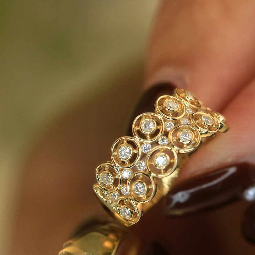 14k Gold 0.32 Ct Natural H Diamond Ring - 6