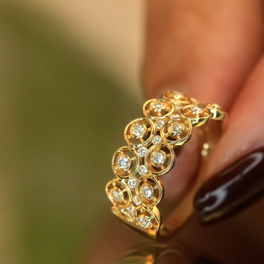 14k Gold 0.32 Ct Natural H Diamond Ring - 7