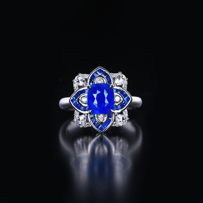 14k Gold 2.43 Ctw Natural Sapphire & Diamond Ring/pendant( Without Chain ): Ref:231156061 // gold content:14k gold // ring size:7. 25us // // main gemstone:sapphire // shape:cushion // carat weight:2. 03ct // color:blue // treatment:natural // // adjacent gemstone 2 :