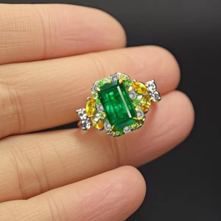 14k Gold 2.12 Ctw Natural Emerald & Diamond Ring - 3