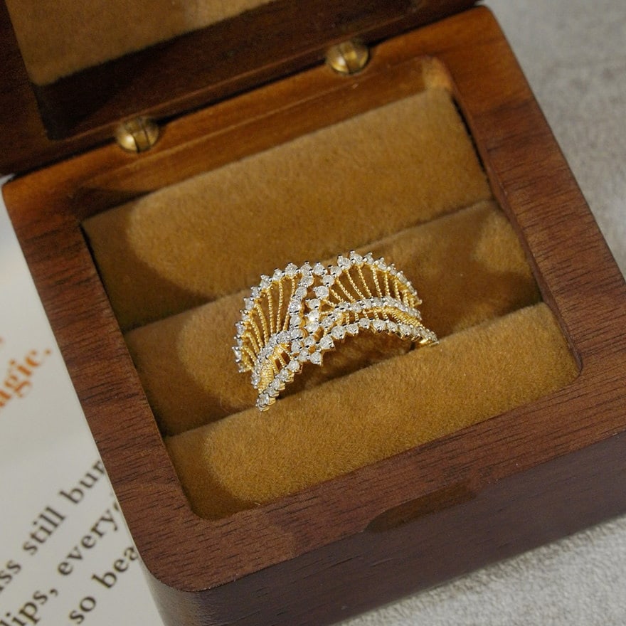 14k Gold 0.8 Ct Natural H Diamond Ring - 4