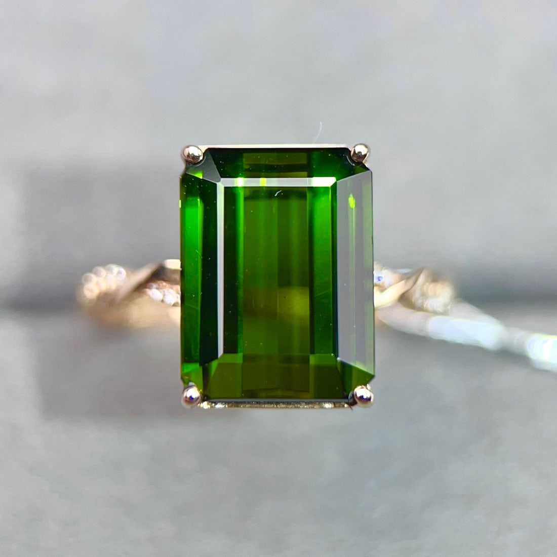 14k Gold 5.10 Ctw Natural Tourmaline & Diamond Ring - 2