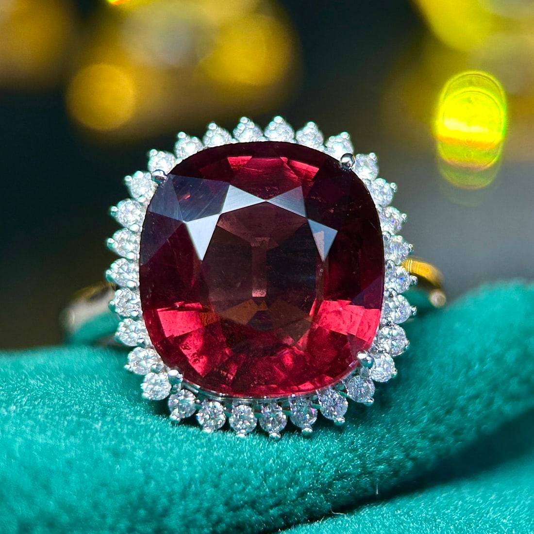 14k Gold 6.6 Ctw Natural Tourmaline & Diamond Ring - 2