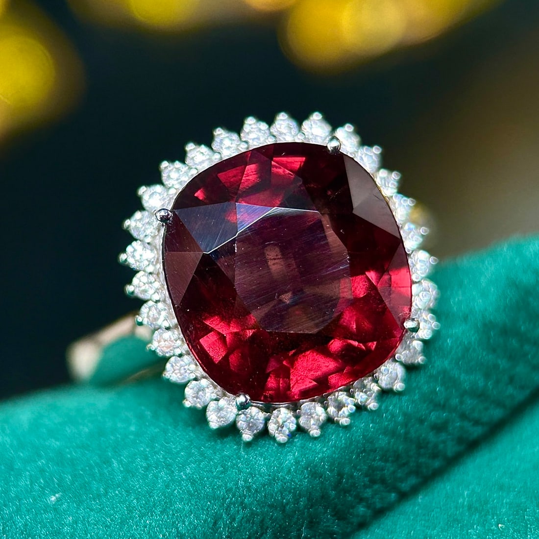 14k Gold 6.6 Ctw Natural Tourmaline & Diamond Ring - 5