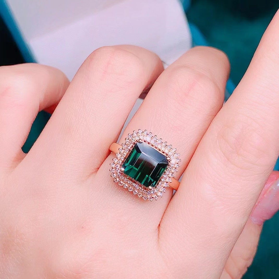 14k Gold 4.2 Ctw Natural Tourmaline & Diamond Ring - 6