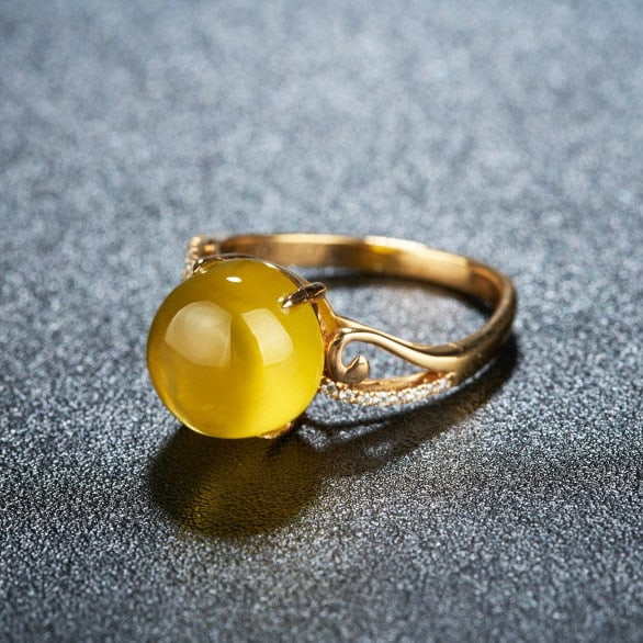 14k Gold 8.0 Ct Natural Prehnite & Diamond Ring - 3