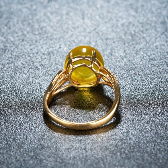 14k Gold 8.0 Ct Natural Prehnite & Diamond Ring - 5