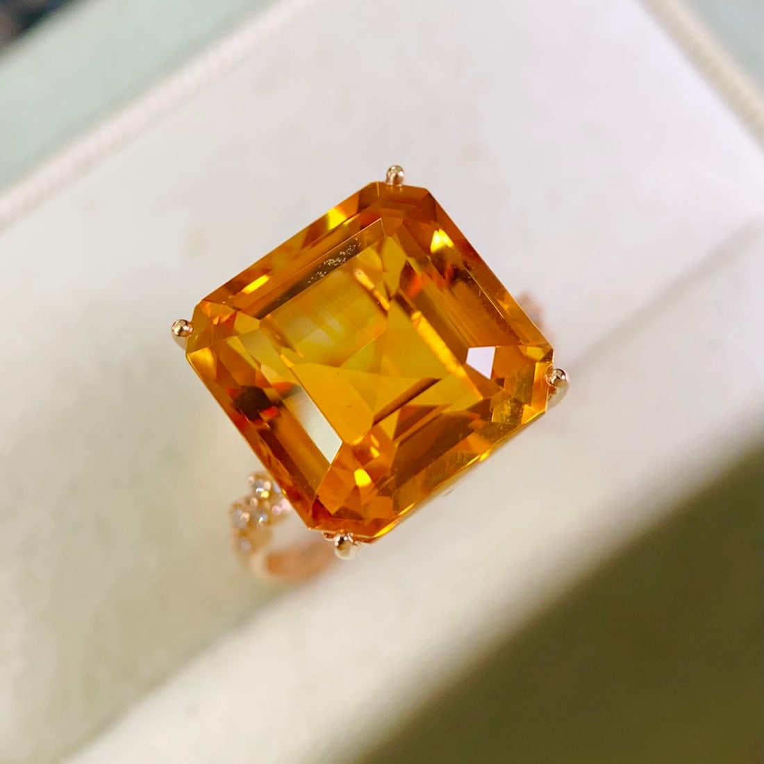 14k Gold 10.51 Ctw Natural Citrine & Diamond Ring (1 of 7)