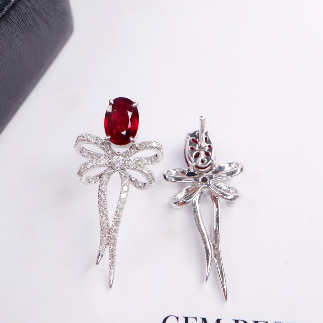 14k Gold 1.59 Ctw Natural Ruby & Diamond Earrings - 2
