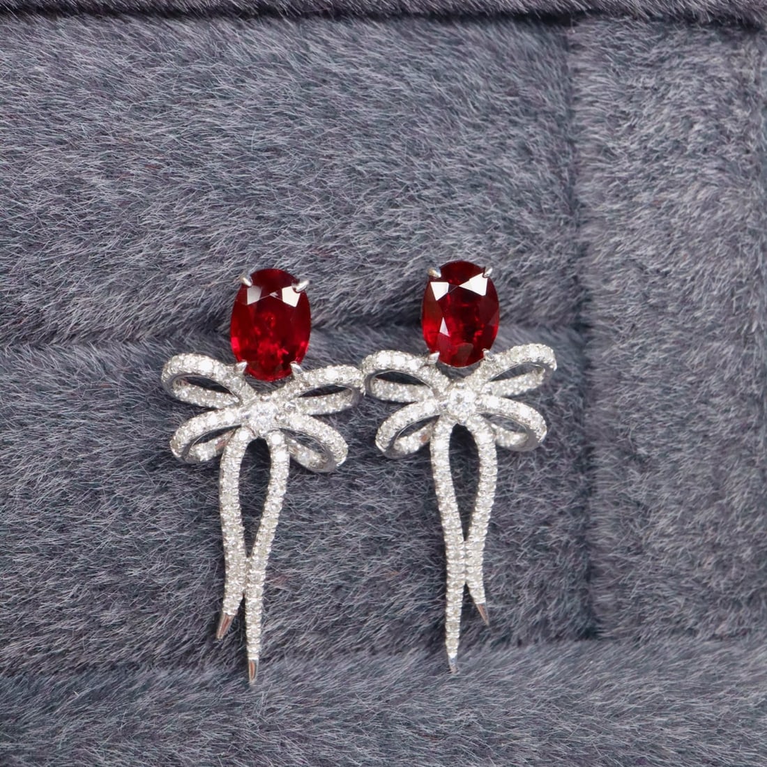 14k Gold 1.59 Ctw Natural Ruby & Diamond Earrings - 3