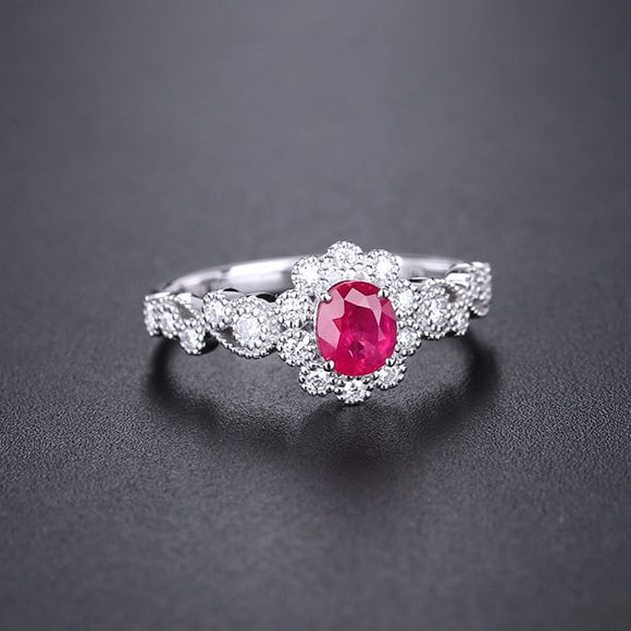 14k Gold 0.82 Ctw Natural Ruby & Diamond Ring - 2