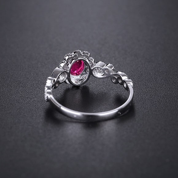 14k Gold 0.82 Ctw Natural Ruby & Diamond Ring - 4
