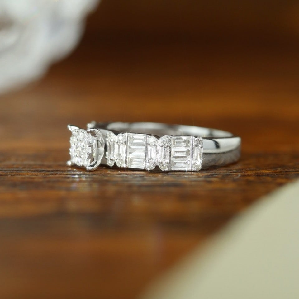 14k Gold 0.85 Ct Natural H Diamond Ring - 3
