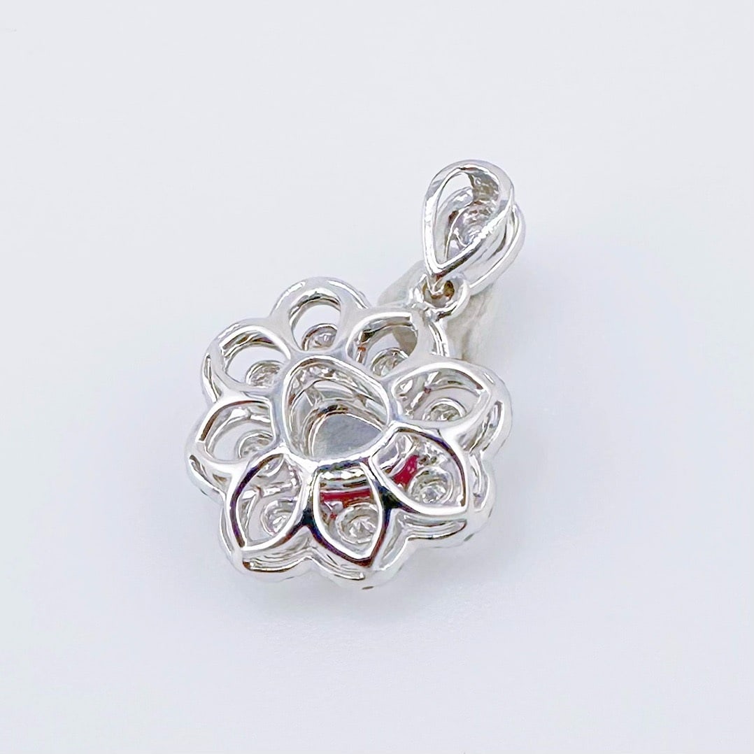 14k Gold 1.50 Ctw Natural Ruby & Diamond Pendant( Without Chain ) - 3