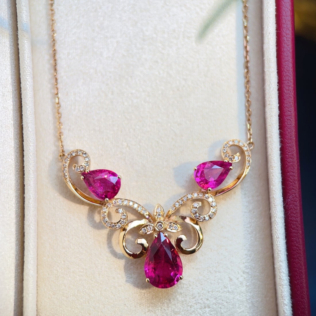 14k Gold 3.5 Ct Natural Tourmaline & Diamond Necklace - 2