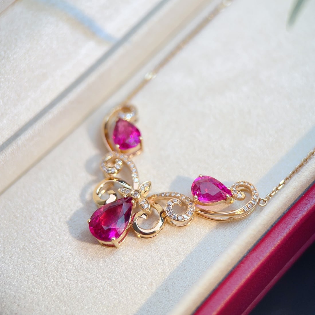 14k Gold 3.5 Ct Natural Tourmaline & Diamond Necklace - 3