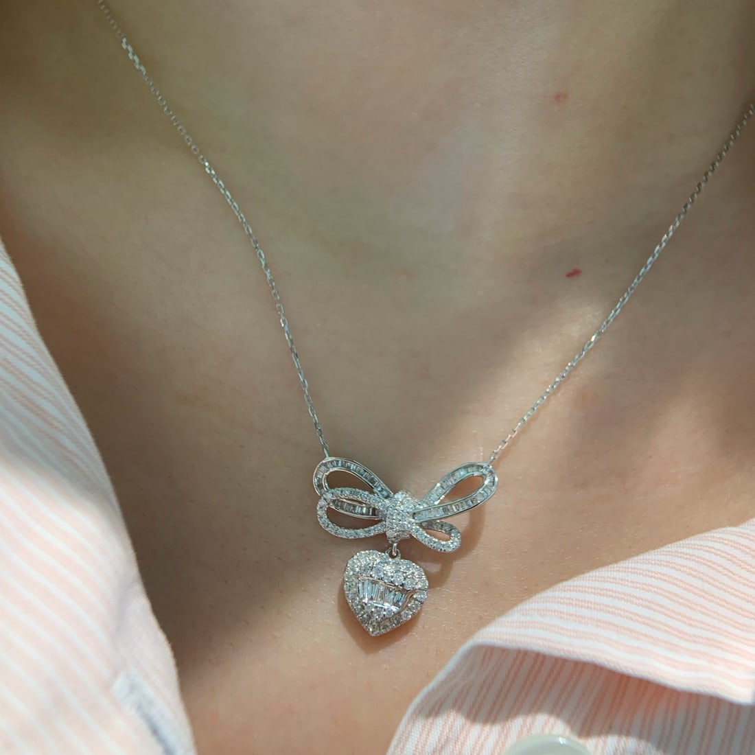 14k Gold 0.75 Ct Natural H Diamond Necklace - 4