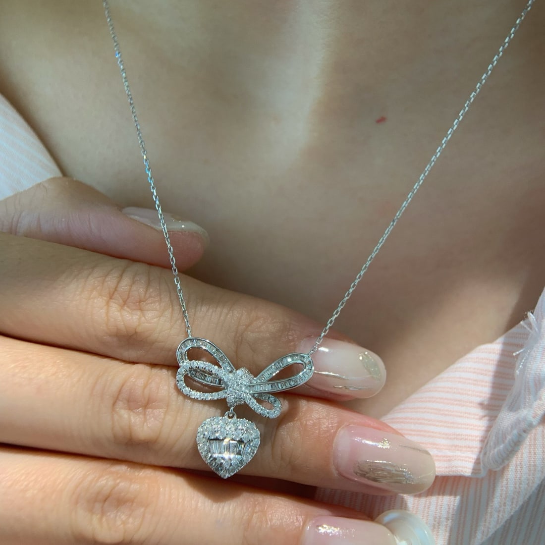 14k Gold 0.75 Ct Natural H Diamond Necklace - 5
