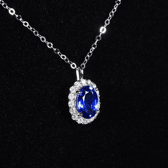 14k Gold 1.18 Ctw Natural Sapphire & Diamond Necklace - 2