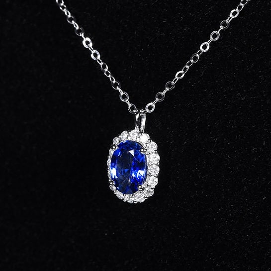 14k Gold 1.18 Ctw Natural Sapphire & Diamond Necklace - 3