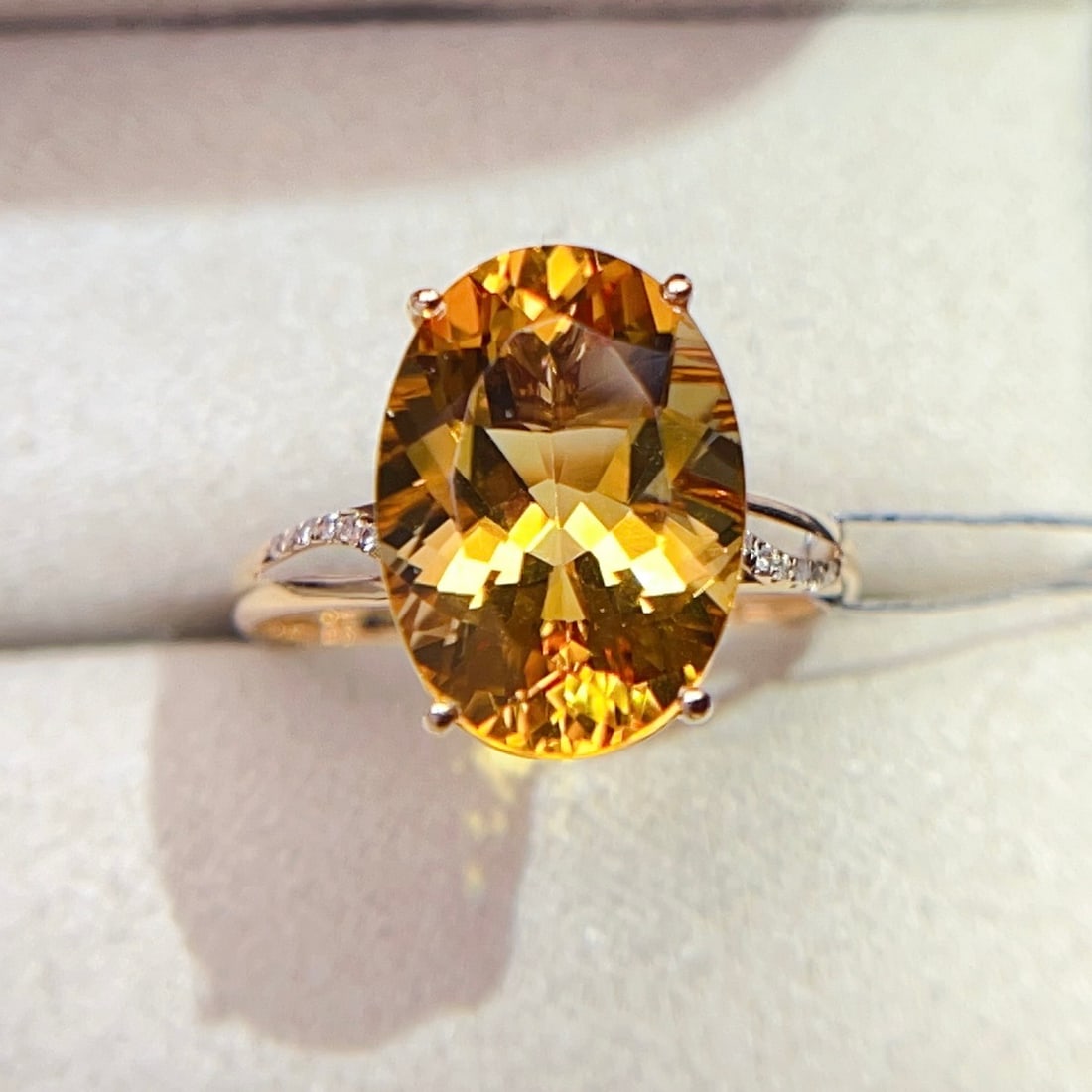 14k Gold 5.35 Ctw Natural Citrine & Diamond Ring - 4