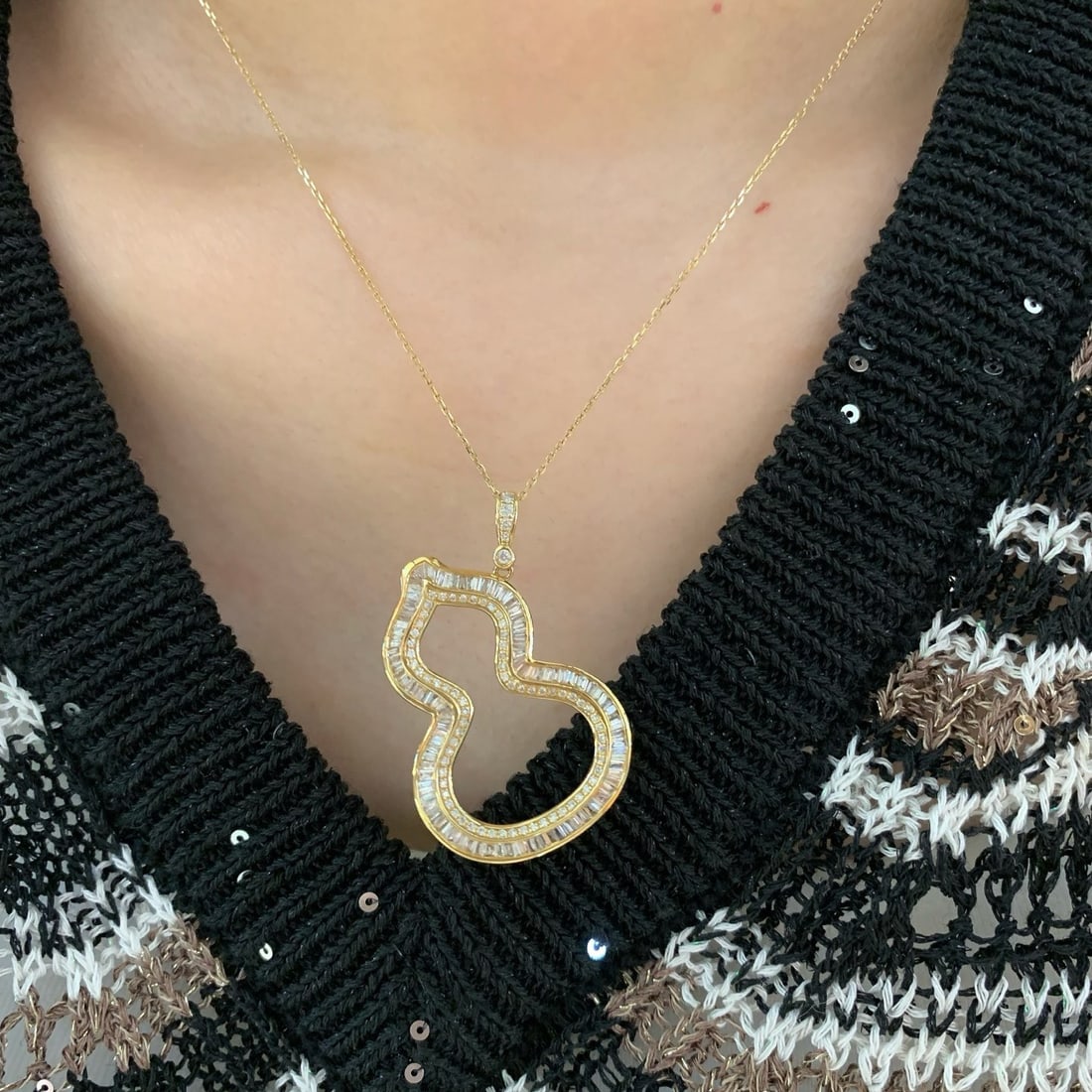 14k Gold 0.88 Ct Natural H Diamond Necklace - 4