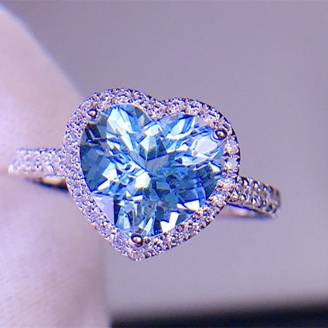 14k Gold 2.65 Ct Natural Aquamarine & Diamond Ring - 2