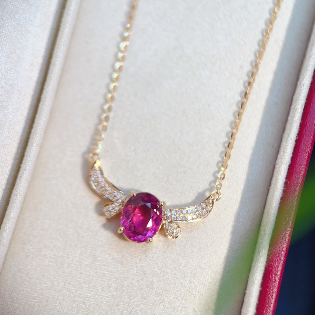14k Gold 2.2 Ct Natural Tourmaline & Diamond Necklace - 4