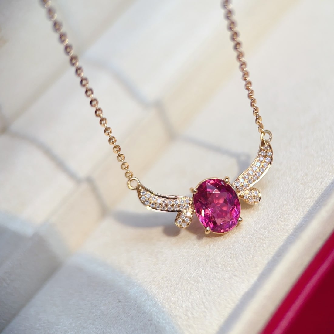 14k Gold 2.2 Ct Natural Tourmaline & Diamond Necklace - 5