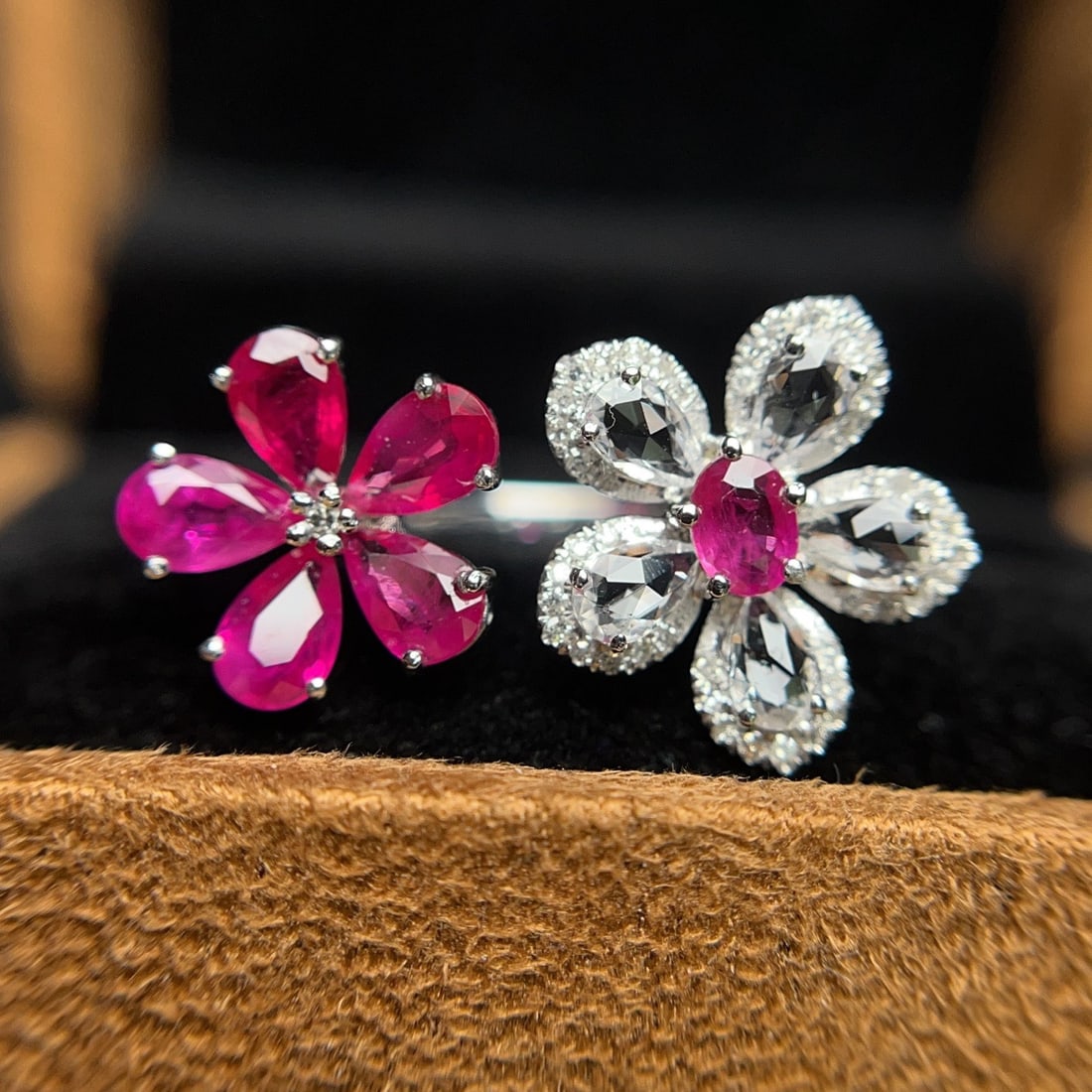 14k Gold 2.00 Ct Natural Ruby & Diamond & Sapphire Ring - 2