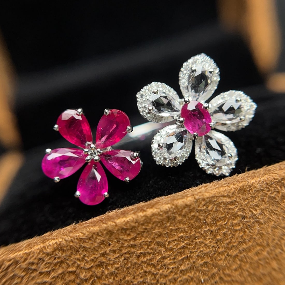 14k Gold 2.00 Ct Natural Ruby & Diamond & Sapphire Ring - 3
