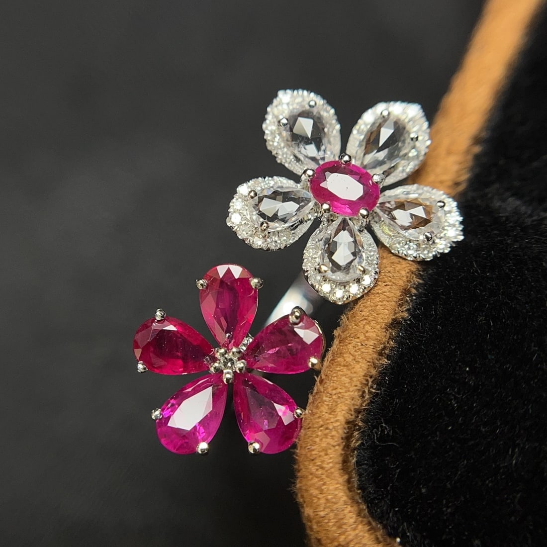 14k Gold 2.00 Ct Natural Ruby & Diamond & Sapphire Ring - 5