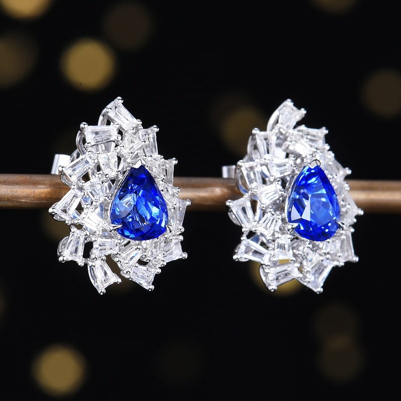 14k Gold 3.47 Ctw Natural Sapphire & Sapphire Earrings - 2