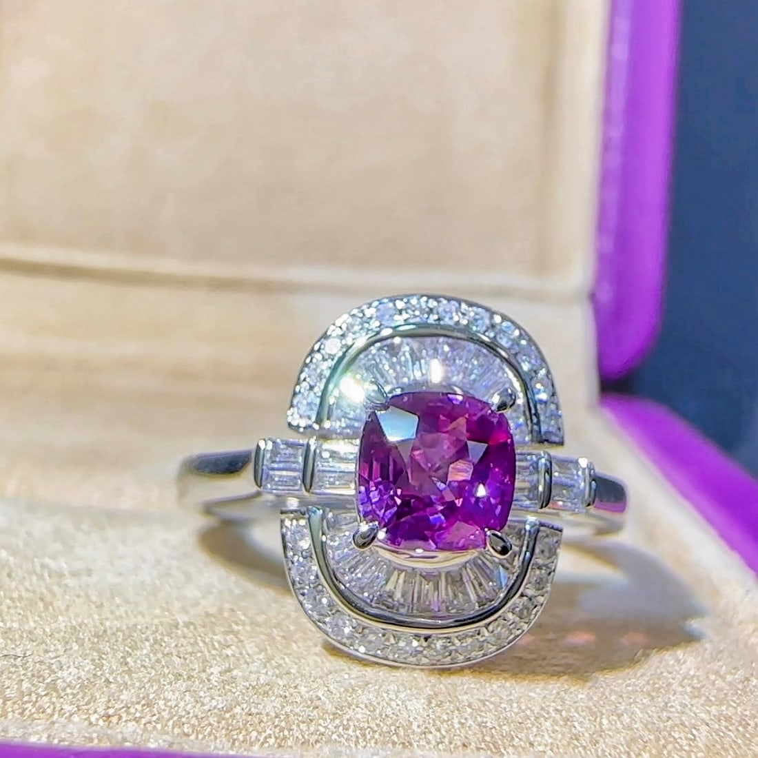 14k Gold 1.38 Ctw Natural Sapphire & Diamond Ring - 4