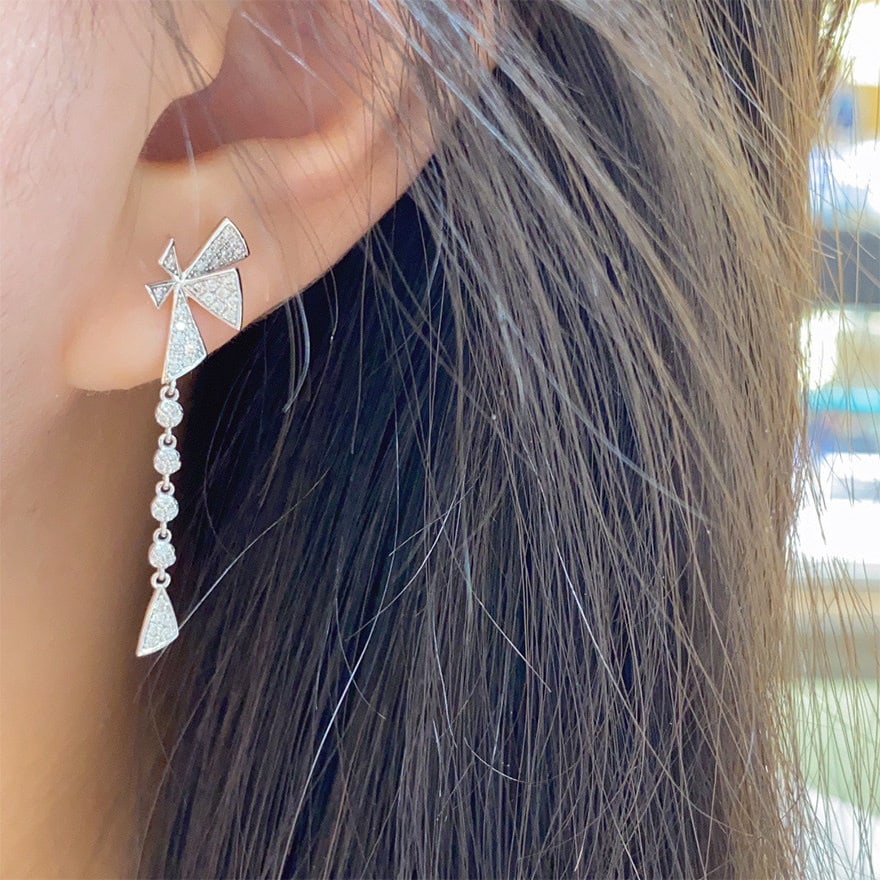14k Gold 0.42 Ct Natural H Diamond Earrings - 5