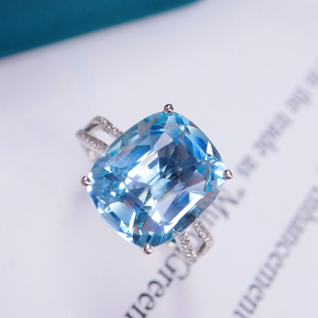 14k Gold 4.83 Ctw Natural Aquamarine & Diamond Ring - 4