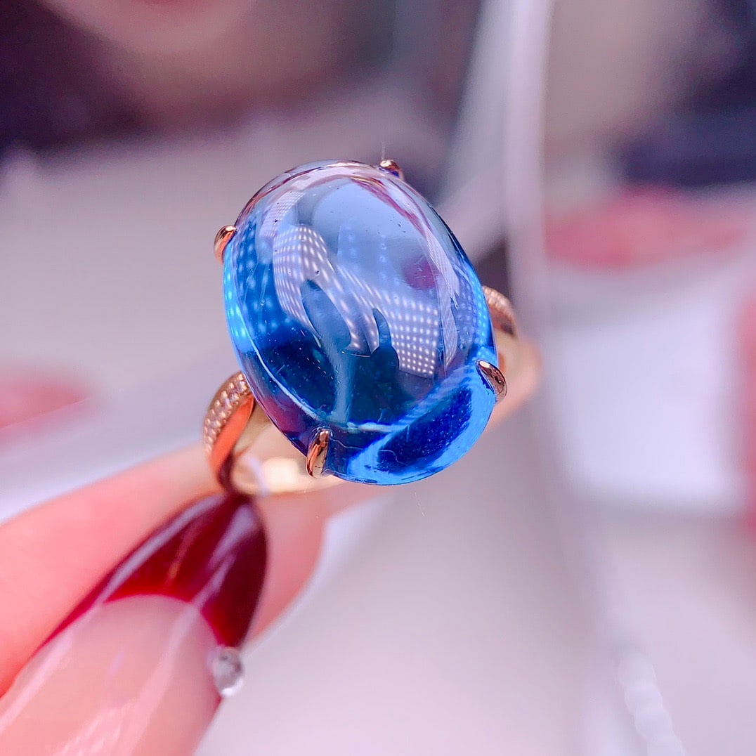14k Gold 19.95 Ct Natural Topaz & Diamond Ring - 2