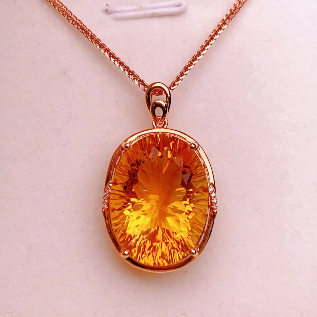14k Gold 18.47 Ctw Natural Citrine & Diamond Pendant( Without Chain ): Ref:231156166 // gold content:14k gold // main gemstone:citrine // shape:oval // carat weight:18. 45ct // color:yellow // treatment:natural // // adjacent gemstone 2 : diamond // number of stones:8