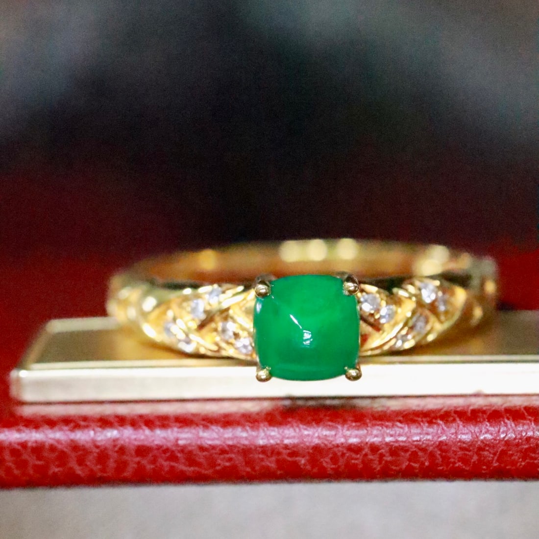 14k Gold 0.55 Ctw Natural Emerald & Diamond Ring - 4