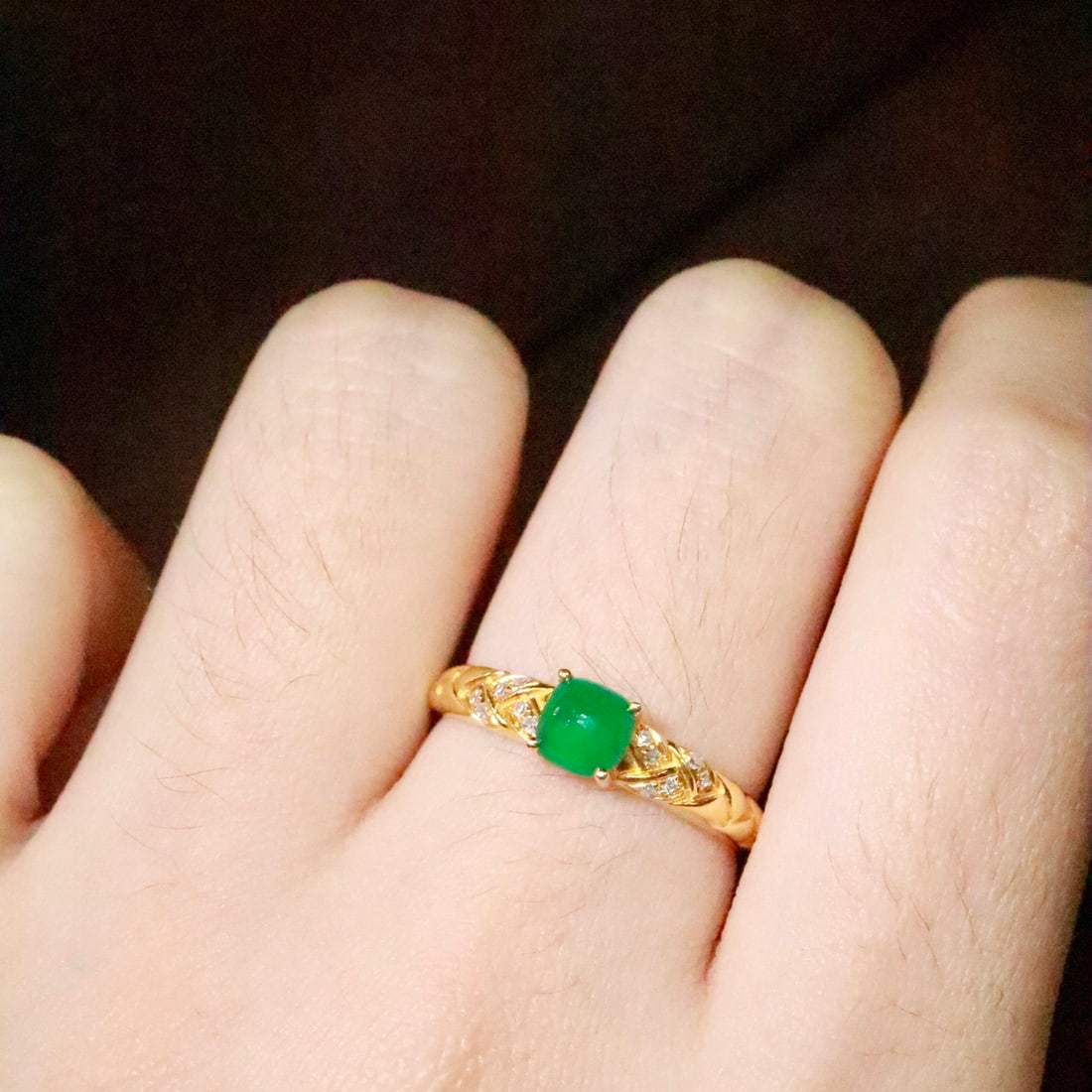 14k Gold 0.55 Ctw Natural Emerald & Diamond Ring - 5