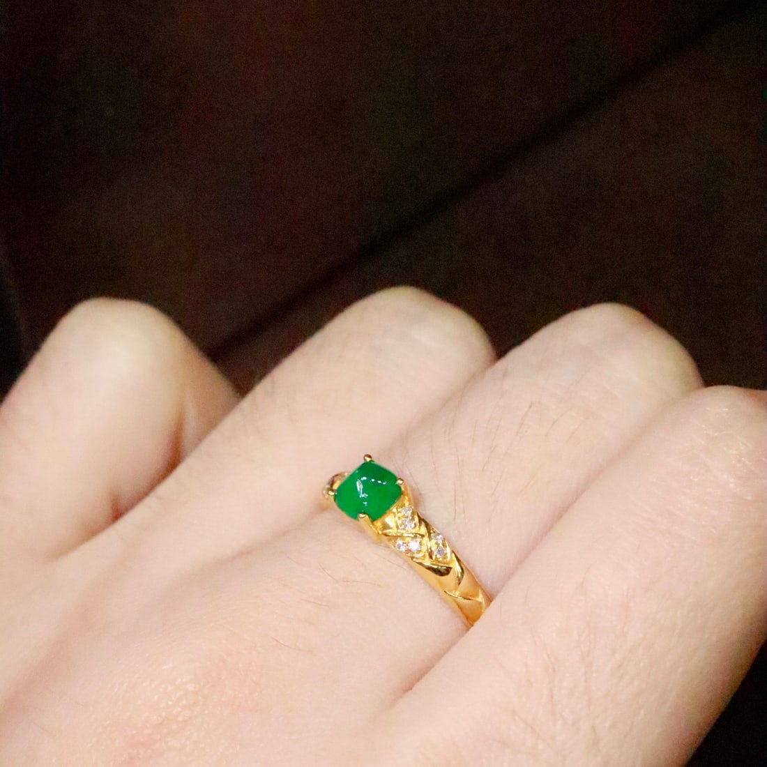 14k Gold 0.55 Ctw Natural Emerald & Diamond Ring - 6