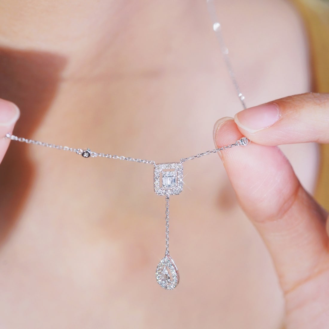 14k Gold 0.50 Ct Natural H Diamond Necklace - 7