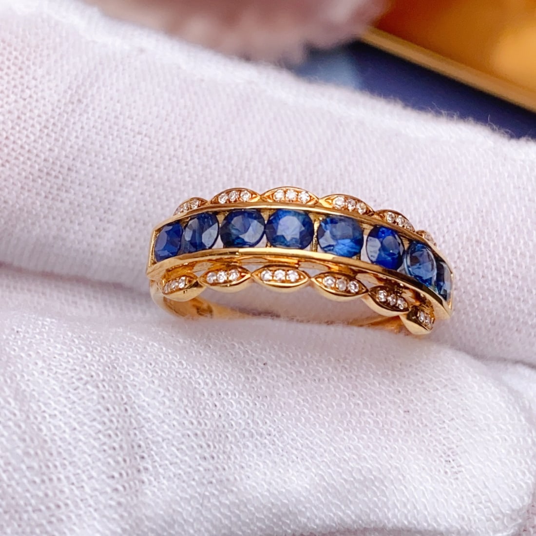 14k Gold 1.50 Ct Natural Sapphire & Diamond Ring: Ref:231156189 // gold content:14k gold // ring size:7. 25us // // main gemstone:sapphire // shape:round // carat weight:1. 50ct // color:blue // treatment:natural // cut grade:g // // adjacent