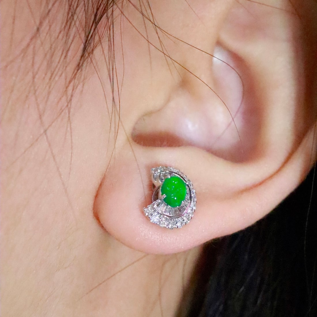 14k Gold 1.07 Ctw Natural Emerald & Diamond Earrings - 6