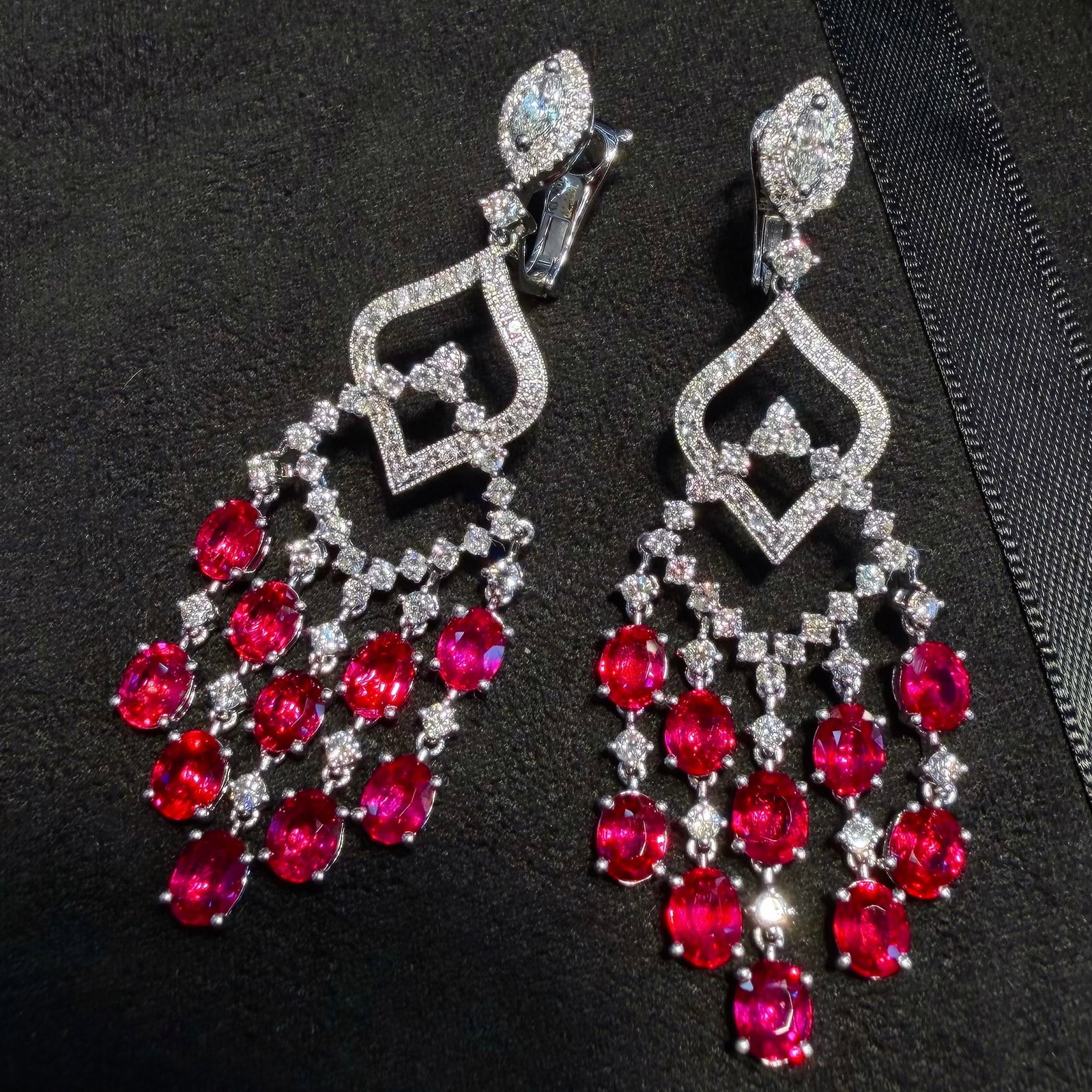 14k Gold 10.49 Ctw Natural Ruby & Diamond Earrings - 3