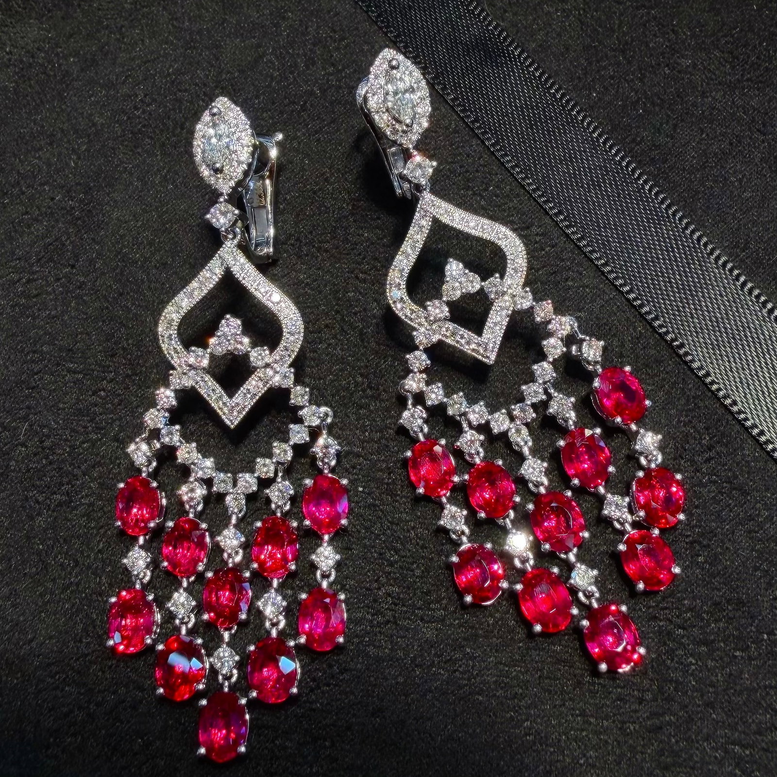 14k Gold 10.49 Ctw Natural Ruby & Diamond Earrings - 4